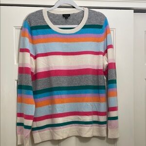 Talbots Cashmere Multicolor Striped Crew Neck Sweater